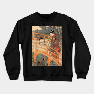 Harmony on the Bridge - Vintage Japanese Art Ukiyo-e Crewneck Sweatshirt